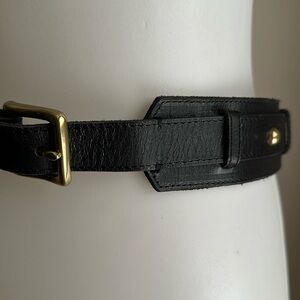 J. Crew Leather Brass Buckle Brass Stud Belt